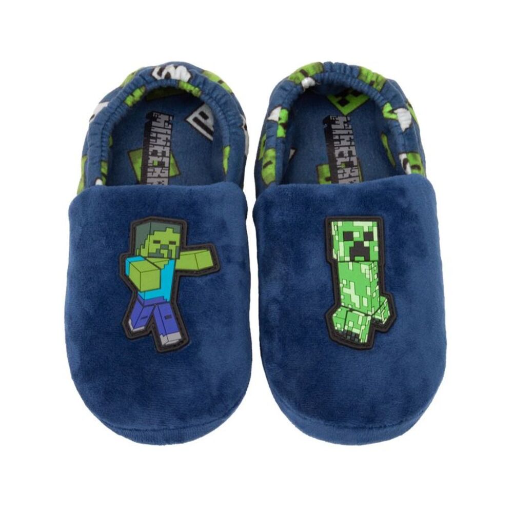 Minecraft Childrens/Kids Zombie Vs Creeper Slippers / Blue/Green
